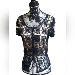 Sandra Angelozzi Black Crochet Top